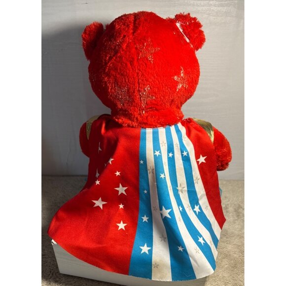 Build A Bear Workshop Wonder Woman Plush Bear With Cape & Tutu 16" Red Blue Gold - Picture 4 of 16